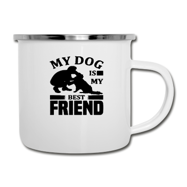 Beste Freunde Geschenke Emaille Tasse - Mein Hund ist mein bester Freund