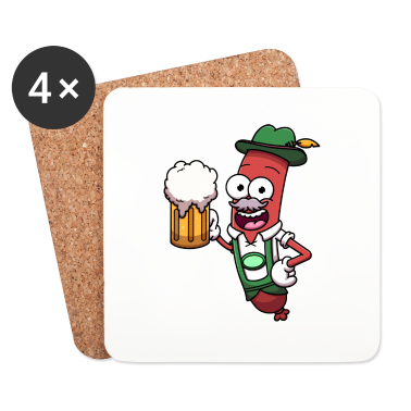 Beste Freunde Geschenke Untersetzer - Oktoberfestwurst mit Bier