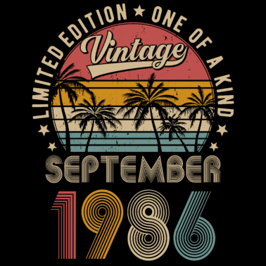 Motiv Jahrgang September 1986 Vintage Geburtstag Retro