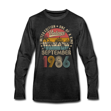 Geburtstag Geschenk Mann Langarmshirt - Jahrgang September 1986 Vintage Geburtstag Retro