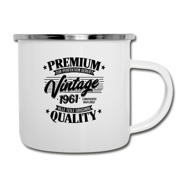 Geburtstag Geschenk Mann Emaille Tasse - Jahrgang 1961 Geburtstag Männer und Frauen