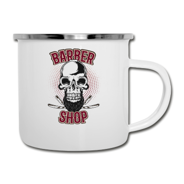 Geburtstag Geschenk Mann Emaille Tasse - Bart Totenkopf Barber Geschenk Geburtstag Mann
