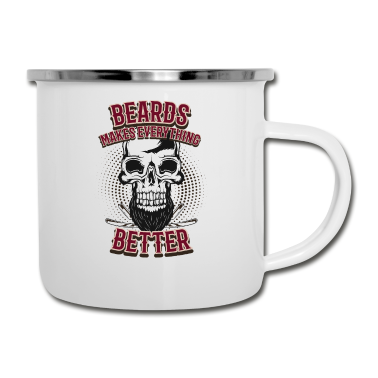 Geburtstag Geschenk Mann Emaille Tasse - Bart Totenkopf Barber Geschenk Geburtstag Mann