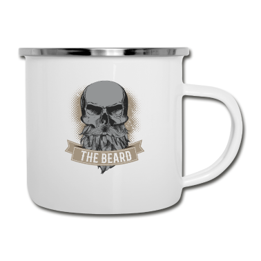 Geburtstag Geschenk Mann Emaille Tasse - Bart Totenkopf Barber Geschenk Geburtstag Mann