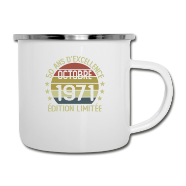 Geburtstag Geschenk Mann Emaille Tasse - 50 Jahre Geburtstag Mann Frau im Oktober 1971