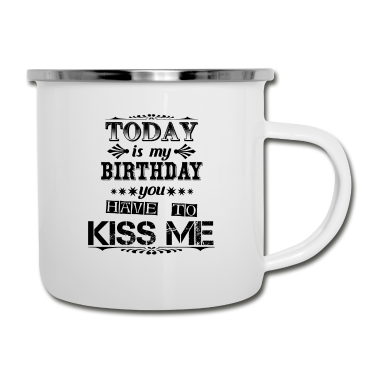 Geburtstag Geschenk Mann Emaille Tasse - Geburtstag Kuss Männer Frauen Kinder