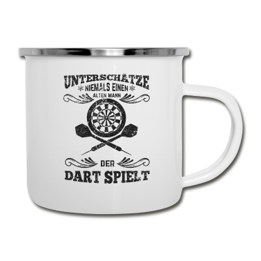 Geburtstag Geschenk Mann Emaille Tasse - Dartspieler alter Mann