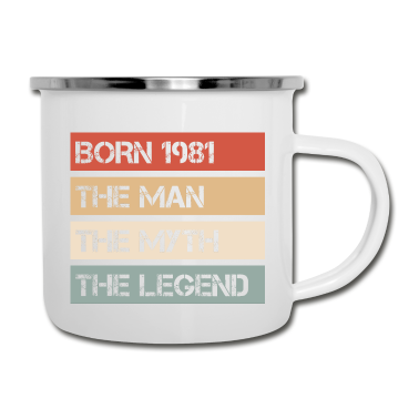 Geburtstag Geschenk Mann Emaille Tasse - Jahrgang 1981 Mann Mythos Legende