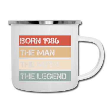 Geburtstag Geschenk Mann Emaille Tasse - Jahrgang 1986 Mann Mythos Legende