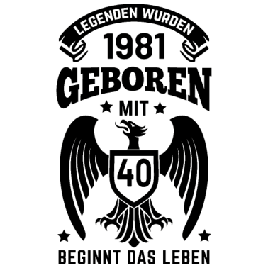 Motiv 40. Geburtstag Jahrgang 1981 Mann Frau