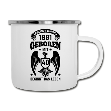 Geburtstag Geschenk Mann Emaille Tasse - 40. Geburtstag Jahrgang 1981 Mann Frau