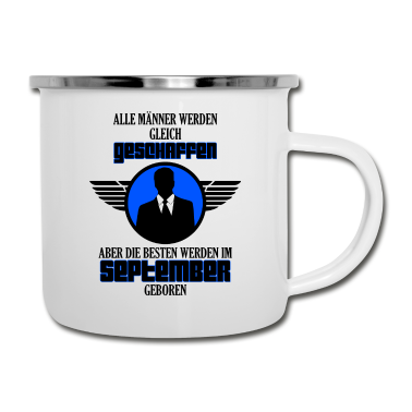 Geburtstag Geschenk Mann Emaille Tasse - September Männer. September Geburtstag Geschenk!