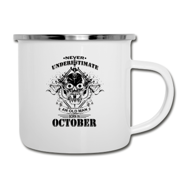 Geburtstag Geschenk Mann Emaille Tasse - Oktober Geburtstag Herren alter Mann Vintage