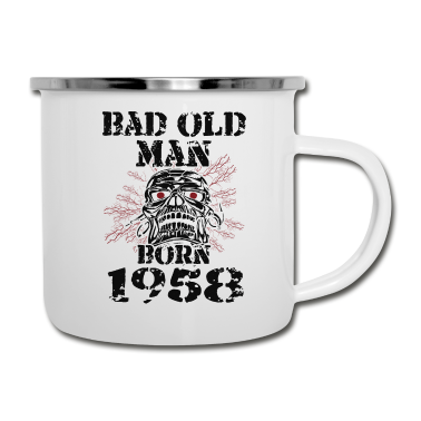Geburtstag Geschenk Mann Emaille Tasse - Alter Mann 1958 Geboren Geburtstag