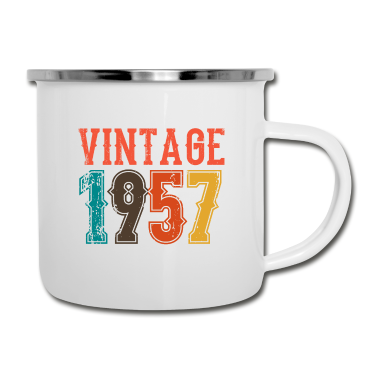 Geburtstag Geschenk Mann Emaille Tasse - BORN IN 1957 Geburtstag Geschenk Vintage Männer