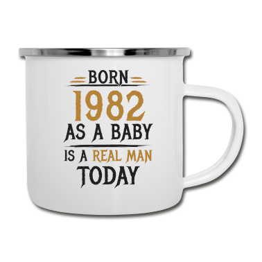 Geburtstag Geschenk Mann Emaille Tasse - Richtiger Mann 1982 Geboren Geburtstag