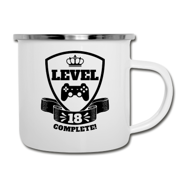 Geburtstag Geschenk Mann Emaille Tasse - 18. Geburtstag Mann Frau Level 18 Jahre Videospiel