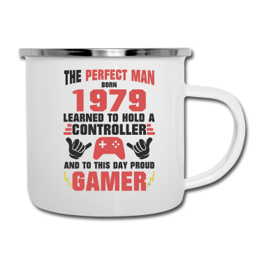 Geburtstag Geschenk Mann Emaille Tasse - Mann Der Gamer 1979 Geboren Geburtstag