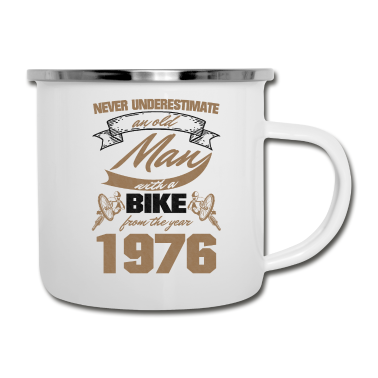 Geburtstag Geschenk Mann Emaille Tasse - Alter Mann 1976 Geboren Geburtstag Mountainbiker