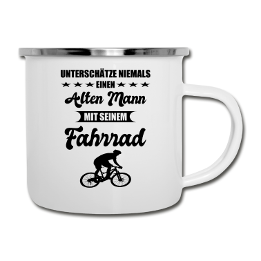 Geburtstag Geschenk Mann Emaille Tasse - Alter Mann Fahrrad Spruch Geschenk zum Geburtstag