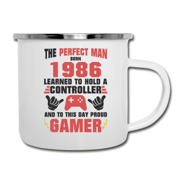 Geburtstag Geschenk Mann Emaille Tasse - Perfekte Gamer Und Mann 1986 Geboren Geburtstag