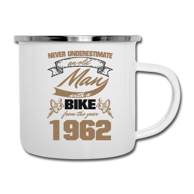Geburtstag Geschenk Mann Emaille Tasse - Radfahrer Alter Mann 1962 Geburtstag Fahrrad