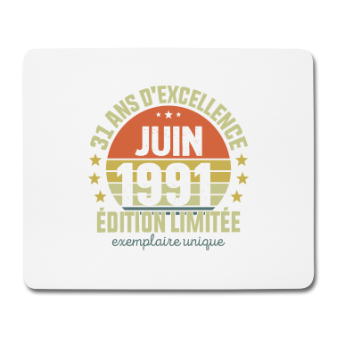 Geburtstag Geschenk Mann Mousepad - 31 Jahre Geburtstag Mann Frau im Juni 1991
