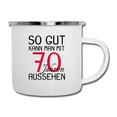 70 Geburtstag Geschenk Emaille Tasse - 70 Geburtstag