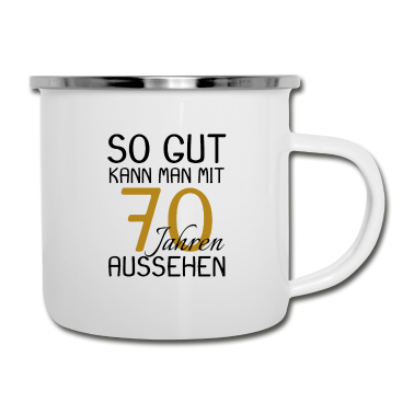 70 Geburtstag Geschenk Emaille Tasse - 70 Geburtstag