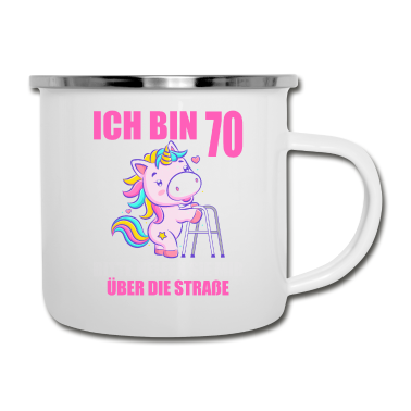 70 Geburtstag Geschenk Emaille Tasse - 70 bitte helfen Sie mir über Straße 70. Geburtstag
