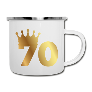 70 Geburtstag Geschenk Emaille Tasse - 70. Geburtstag: 70 mit Krone