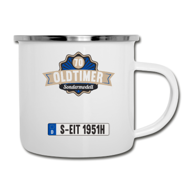 70 Geburtstag Geschenk Emaille Tasse - 70 Jahre Oldtimer Sondermodell 70. Geburtstag