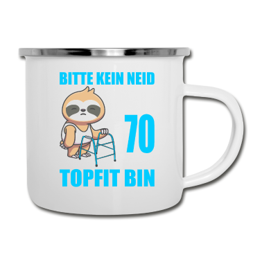 70 Geburtstag Geschenk Emaille Tasse - 70. Geburtstag 70 Jahre Faultier Faultiere