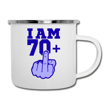 70 Geburtstag Geschenk Emaille Tasse - ICH BIN 70 MITTELFINGER 70 Geburtstag Papa Kollege