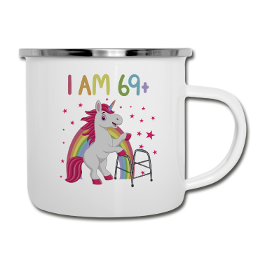 70 Geburtstag Geschenk Emaille Tasse - 70 Jahre Einhorn ich bin 69+ 70. Geburtstag