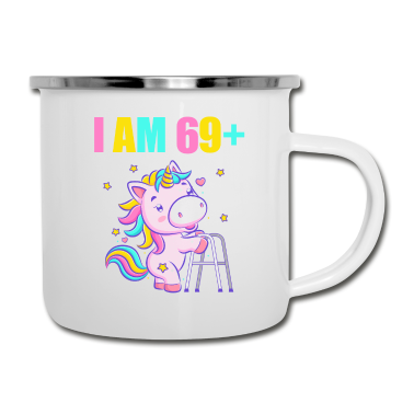 70 Geburtstag Geschenk Emaille Tasse - 70 Jahre Einhorn ich bin 69+ 70. Geburtstag