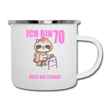 70 Geburtstag Geschenk Emaille Tasse - 70 bitte helfen Sie mir über Straße 70. Geburtstag