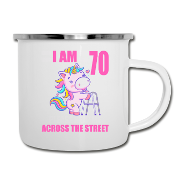 70 Geburtstag Geschenk Emaille Tasse - 70 bitte helfen Sie mir über Straße 70. Geburtstag