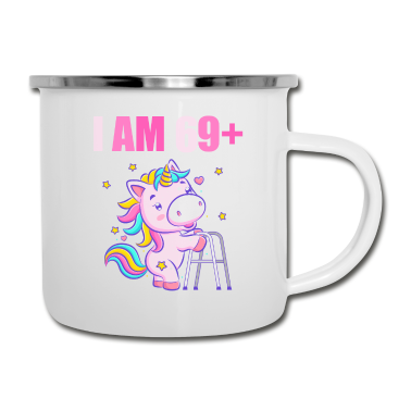 70 Geburtstag Geschenk Emaille Tasse - 70 Jahre Einhorn ich bin 69+ 70. Geburtstag