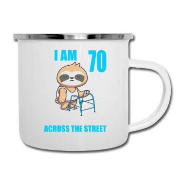 70 Geburtstag Geschenk Emaille Tasse - 70 bitte helfen Sie mir über Straße 70. Geburtstag