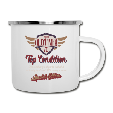 70 Geburtstag Geschenk Emaille Tasse - 70 Jahre Oldtimer Top Zustand 70. Geburtstag
