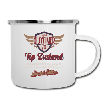 70 Geburtstag Geschenk Emaille Tasse - 70 Jahre Oldtimer Top Zustand 70. Geburtstag
