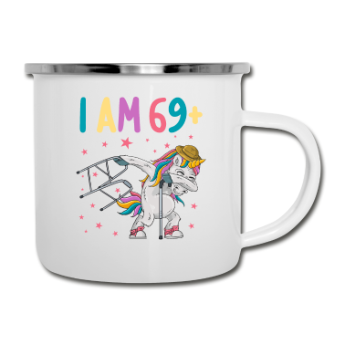 70 Geburtstag Geschenk Emaille Tasse - 70 Jahre Einhorn ich bin 69+ 70. Geburtstag