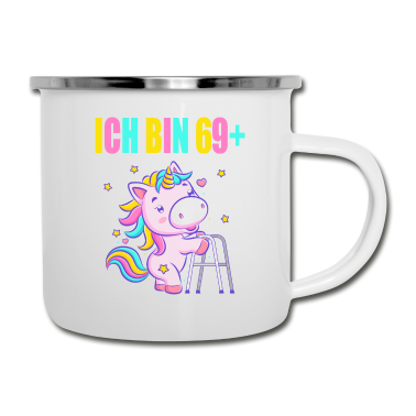 70 Geburtstag Geschenk Emaille Tasse - 70 Jahre Einhorn ich bin 69+ 70. Geburtstag