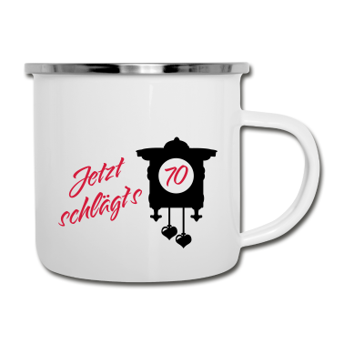70 Geburtstag Geschenk Emaille Tasse - Geburtstag - Jetzt schlägt's 70