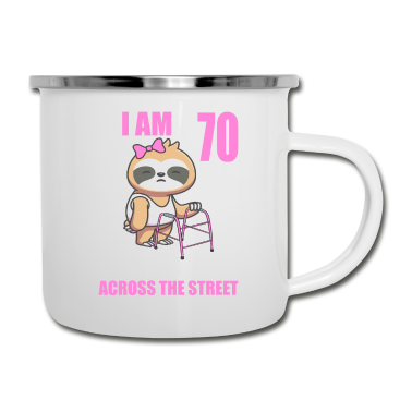 70 Geburtstag Geschenk Emaille Tasse - 70 bitte helfen Sie mir über Straße 70. Geburtstag