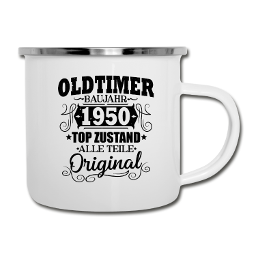70 Geburtstag Geschenk Emaille Tasse - 70. Geburtstag 70 Jahre Oldtimer Geschenk