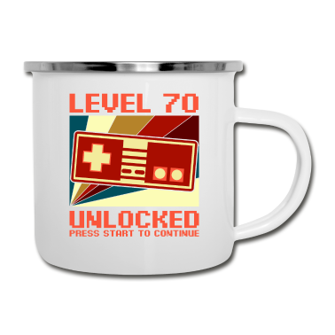 70 Geburtstag Geschenk Emaille Tasse - LEVEL 70 UNLOCKED 70 Geburtstag Gamer Controller