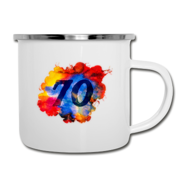 70 Geburtstag Geschenk Emaille Tasse - 70. Geburtstag - Aquarell