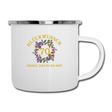70 Geburtstag Geschenk Emaille Tasse - 70 Geburtstag Glückwunsch